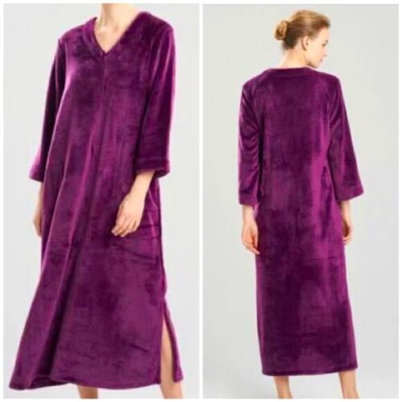N Natori Half Zip Up Purple Soft Robe Housecoat Loungewear Small - Picture 1 of 7